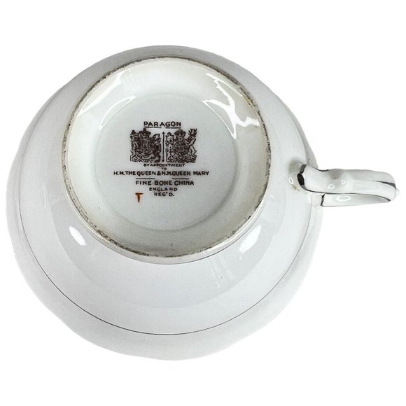 Paragon TeaCup And Saucer Stripe Orange Silver Floral By Appt Double Warrant VTG - Picture 13 of 16